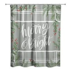 Merry & Bright Greenery Shower Curtain 6 Merry & Bright Greenery Shower Curtain -Northlight Shop D758311S 1 1