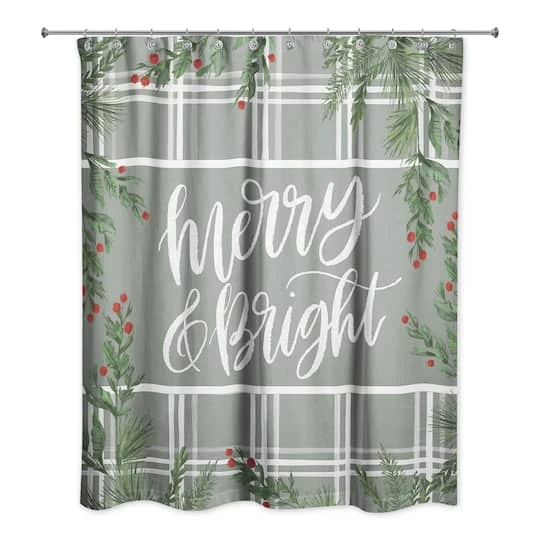 Merry & Bright Greenery Shower Curtain 3 Merry & Bright Greenery Shower Curtain