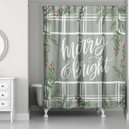 Merry & Bright Greenery Shower Curtain 5 Merry & Bright Greenery Shower Curtain - Image 3