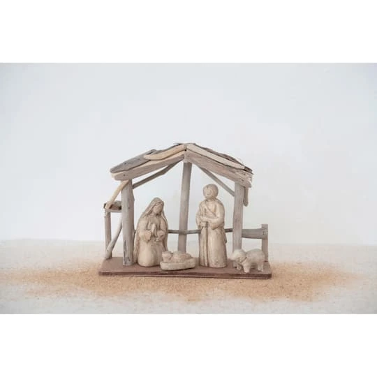 Hello Honey® 10" Recycled Handmade Driftwood Nativity Christmas Décor 5 Hello Honey® 10" Recycled Handmade Driftwood Nativity Christmas Décor - Image 3