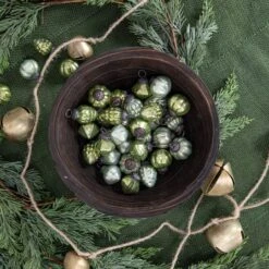 Hello Honey® 36ct. 1" Green Embossed Mercury Novelty Ornaments In Muslin Bag