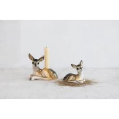 Hello Honey® 4" Brown & White Decorative Stoneware Fawn Figurine -Northlight Shop D758796S 2