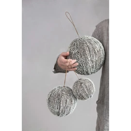 Hello Honey® 6" Snow Finish Brown Textured Plastic Ball Ornament 5 Hello Honey® 6" Snow Finish Brown Textured Plastic Ball Ornament - Image 3