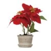 Hello Honey® 12" Faux Poinsettia In Round Cement Pot 1 Hello Honey® 12" Faux Poinsettia In Round Cement Pot -Northlight Shop D758809S 1