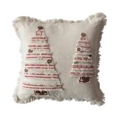 Hello Honey® Natural & Red Embroidered Trees Pillow -Northlight Shop D758813S 1 1