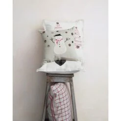 Hello Honey® Natural & Red Embroidered Trees Pillow -Northlight Shop D758813S 2