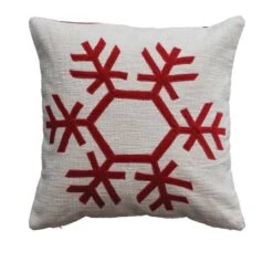 Hello Honey® Cream & Red Embroidered Snowflake Pillow -Northlight Shop D758828S 1 1
