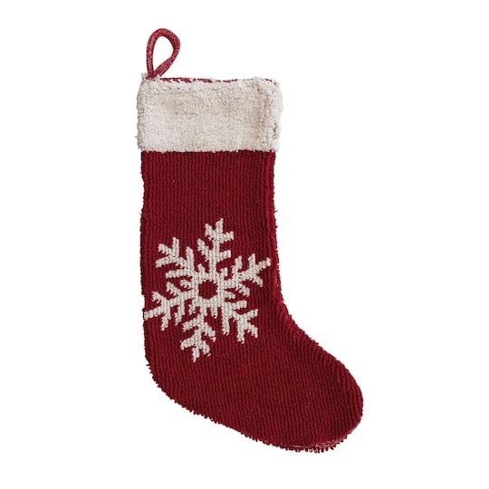 Hello Honey® 20" Red & Cream Snowflake Cotton Knit Stocking 4 Hello Honey® 20" Red & Cream Snowflake Cotton Knit Stocking - Image 2