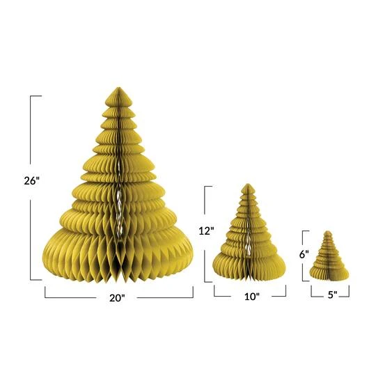 Hello Honey® Chartreuse Glitter Handmade Recycled Paper Folding Honeycomb Trees Set 7 Hello Honey® Chartreuse Glitter Handmade Recycled Paper Folding Honeycomb Trees Set - Image 5