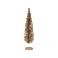 Hello Honey® 15" Gold Glitter Plastic Bottle Brush Tree With Wood Base -Northlight Shop D758841S 1 1