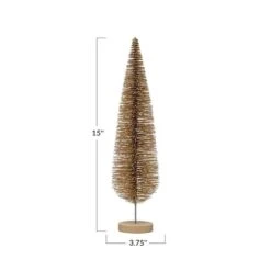 Hello Honey® 15" Gold Glitter Plastic Bottle Brush Tree With Wood Base -Northlight Shop D758841S 4