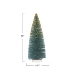 Hello Honey® 12" Green & Gold Glitter Sisal Bottle Brush Tree With Wood Base 11 Hello Honey® 12" Green & Gold Glitter Sisal Bottle Brush Tree With Wood Base -Northlight Shop D758843S 4