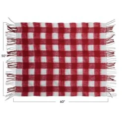 Hello Honey® Red & White Plaid Woven Acrylic Throw With Fringe 11 Hello Honey® Red & White Plaid Woven Acrylic Throw With Fringe -Northlight Shop D758850S 4