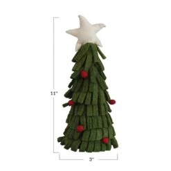 Hello Honey® 11.5" Handmade Wool Felt Tree With Star & Pom Poms 9 Hello Honey® 11.5" Handmade Wool Felt Tree With Star & Pom Poms -Northlight Shop D758853S 3