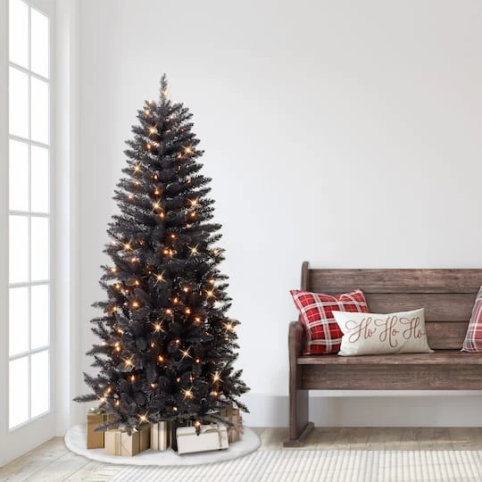 6ft. Pre-Lit Black Carson Pine Artificial Christmas Tree, Clear Lights 6 6ft. Pre-Lit Black Carson Pine Artificial Christmas Tree, Clear Lights - Image 4