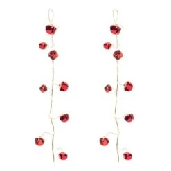 Melrose 5ft. Red LED Sleigh Bell Garlands, 2ct. -Northlight Shop D800201S 3 1
