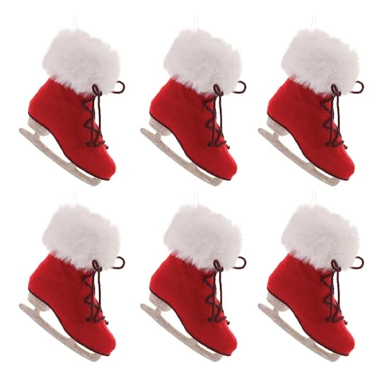 Melrose 7.25" Fluffy Ice Skate Ornaments, 6ct. 4 Melrose 7.25" Fluffy Ice Skate Ornaments, 6ct. - Image 2