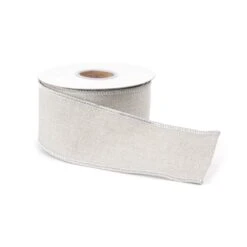 Melrose 2.5" X 5yd. Beige Cotton Shimmer Wired Ribbon, 2ct. 6 Melrose 2.5" X 5yd. Beige Cotton Shimmer Wired Ribbon, 2ct. -Northlight Shop D800459S 3 1