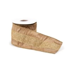 Melrose 4" X 5yd. Gold Shimmer Wired Ribbon, 2ct. 10 Melrose 4" X 5yd. Gold Shimmer Wired Ribbon, 2ct. -Northlight Shop D800467S 3