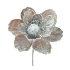 Melrose 28" Beaded Velvet Magnolia Flower Stems, 2ct. Silver -Northlight Shop D800488S 1