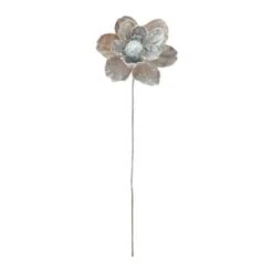 Melrose 28" Beaded Velvet Magnolia Flower Stems, 2ct. Silver -Northlight Shop D800488S 2