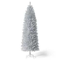 7.5ft. Unlit Silver Pencil Tinsel Artificial Christmas Tree