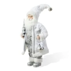Glitzhome® 18" Faux Fur Christmas Frosty Santa Figurine