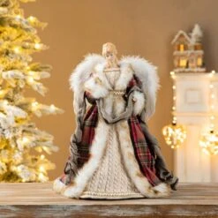 Glitzhome® 16.5" Faux Fur Woodland Christmas Angel Tree Topper 13 Glitzhome® 16.5" Faux Fur Woodland Christmas Angel Tree Topper -Northlight Shop D801020S 2