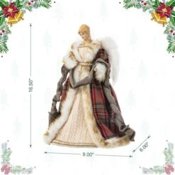 Glitzhome® 16.5" Faux Fur Woodland Christmas Angel Tree Topper 19 Glitzhome® 16.5" Faux Fur Woodland Christmas Angel Tree Topper -Northlight Shop D801020S 8