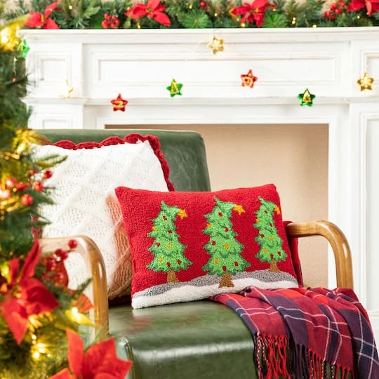 Glitzhome® 18" Hooked Bent Trees Pillow 5 Glitzhome® 18" Hooked Bent Trees Pillow - Image 3