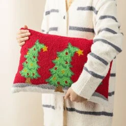 Glitzhome® 18" Hooked Bent Trees Pillow 14 Glitzhome® 18" Hooked Bent Trees Pillow -Northlight Shop D801049S 3