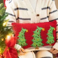 Glitzhome® 18" Hooked Bent Trees Pillow 15 Glitzhome® 18" Hooked Bent Trees Pillow -Northlight Shop D801049S 4