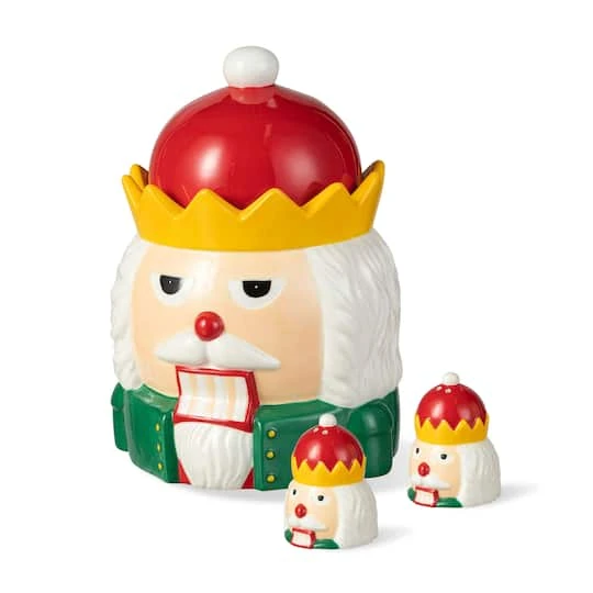 Glitzhome® Dolomite Christmas Nutcracker Cookie Jar Set 9 Glitzhome® Dolomite Christmas Nutcracker Cookie Jar Set - Image 7