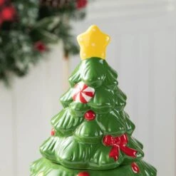 Glitzhome® Dolomite Christmas Tree Cookie Jar Set 16 Glitzhome® Dolomite Christmas Tree Cookie Jar Set -Northlight Shop D801144S 5