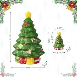 Glitzhome® Dolomite Christmas Tree Cookie Jar Set 19 Glitzhome® Dolomite Christmas Tree Cookie Jar Set -Northlight Shop D801144S 8