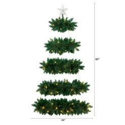 5ft. Pre-Lit Fir Wall Hanging Artificial Christmas Tree With Star Topper, Warm White LED Lights 14 5ft. Pre-Lit Fir Wall Hanging Artificial Christmas Tree With Star Topper, Warm White LED Lights -Northlight Shop D804696S 2