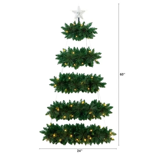 5ft. Pre-Lit Fir Wall Hanging Artificial Christmas Tree With Star Topper, Warm White LED Lights 8 5ft. Pre-Lit Fir Wall Hanging Artificial Christmas Tree With Star Topper, Warm White LED Lights - Image 6