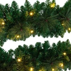 5ft. Pre-Lit Fir Wall Hanging Artificial Christmas Tree With Star Topper, Warm White LED Lights 12 5ft. Pre-Lit Fir Wall Hanging Artificial Christmas Tree With Star Topper, Warm White LED Lights -Northlight Shop D804696S 4