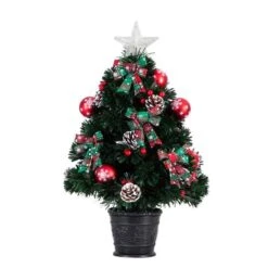 2ft. Pre-Lit Fir Artificial Christmas Tree In Planter, White Optic Fiber Lights