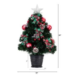 2ft. Pre-Lit Fir Artificial Christmas Tree In Planter, White Optic Fiber Lights 16 2ft. Pre-Lit Fir Artificial Christmas Tree In Planter, White Optic Fiber Lights -Northlight Shop D804711S 2