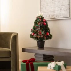 2ft. Pre-Lit Fir Artificial Christmas Tree In Planter, White Optic Fiber Lights 21 2ft. Pre-Lit Fir Artificial Christmas Tree In Planter, White Optic Fiber Lights -Northlight Shop D804711S 7