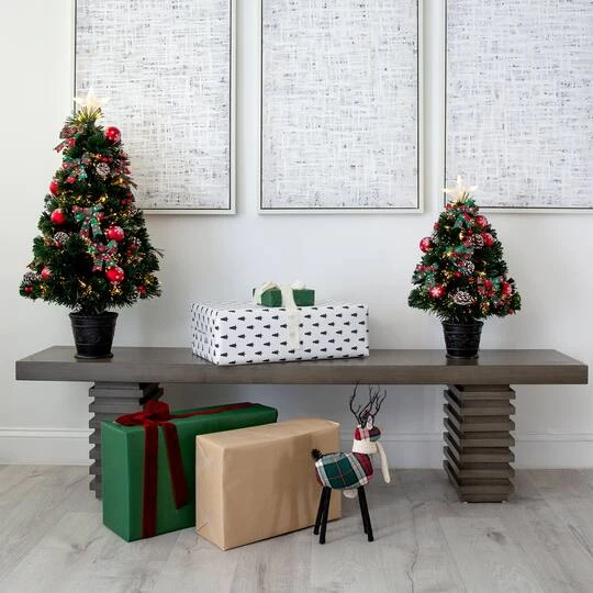 2ft. Pre-Lit Fir Artificial Christmas Tree In Planter, White Optic Fiber Lights 12 2ft. Pre-Lit Fir Artificial Christmas Tree In Planter, White Optic Fiber Lights - Image 10