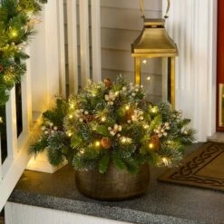 18" Crestwood® Gold Berries & Spruce LED Urn Filler -Northlight Shop D806624S 2