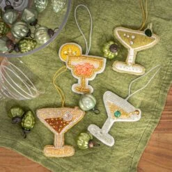 Hello Honey® 4 Pack 4.75" Beaded Fabric Cocktail Ornaments -Northlight Shop D807449S 12