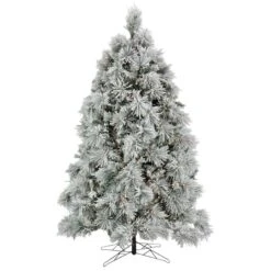 6.5ft. Pre-Lit Flocked Bavarian Pine Artificial Christmas Tree, Clear Lights -Northlight Shop D809046S 1 1