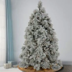 6.5ft. Pre-Lit Flocked Bavarian Pine Artificial Christmas Tree, Clear Lights -Northlight Shop D809046S 2