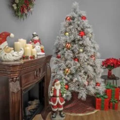 6.5ft. Pre-Lit Flocked Bavarian Pine Artificial Christmas Tree, Clear Lights -Northlight Shop D809046S 7