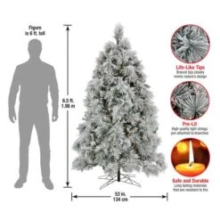 6.5ft. Pre-Lit Flocked Bavarian Pine Artificial Christmas Tree, Clear Lights -Northlight Shop D809046S 8