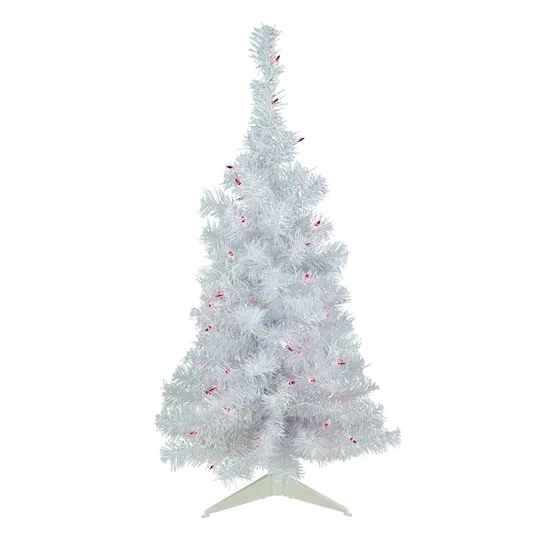 Northlight 3ft. Pre-Lit White Rockport Pine Artificial Christmas Tree, Purple Lights 4 Northlight 3ft. Pre-Lit White Rockport Pine Artificial Christmas Tree, Purple Lights - Image 2