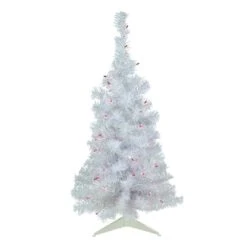 Northlight 3ft. Pre-Lit White Rockport Pine Artificial Christmas Tree, Purple Lights